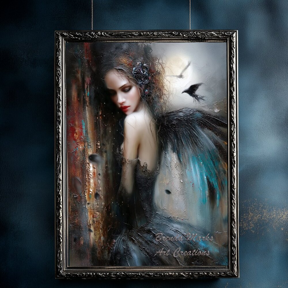 Raven Queen Painterly Style 1 matted print Direct from Artist
